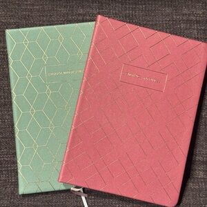 Pink and Sage Journals with Gold Geometric Design by ME to WE set of 2